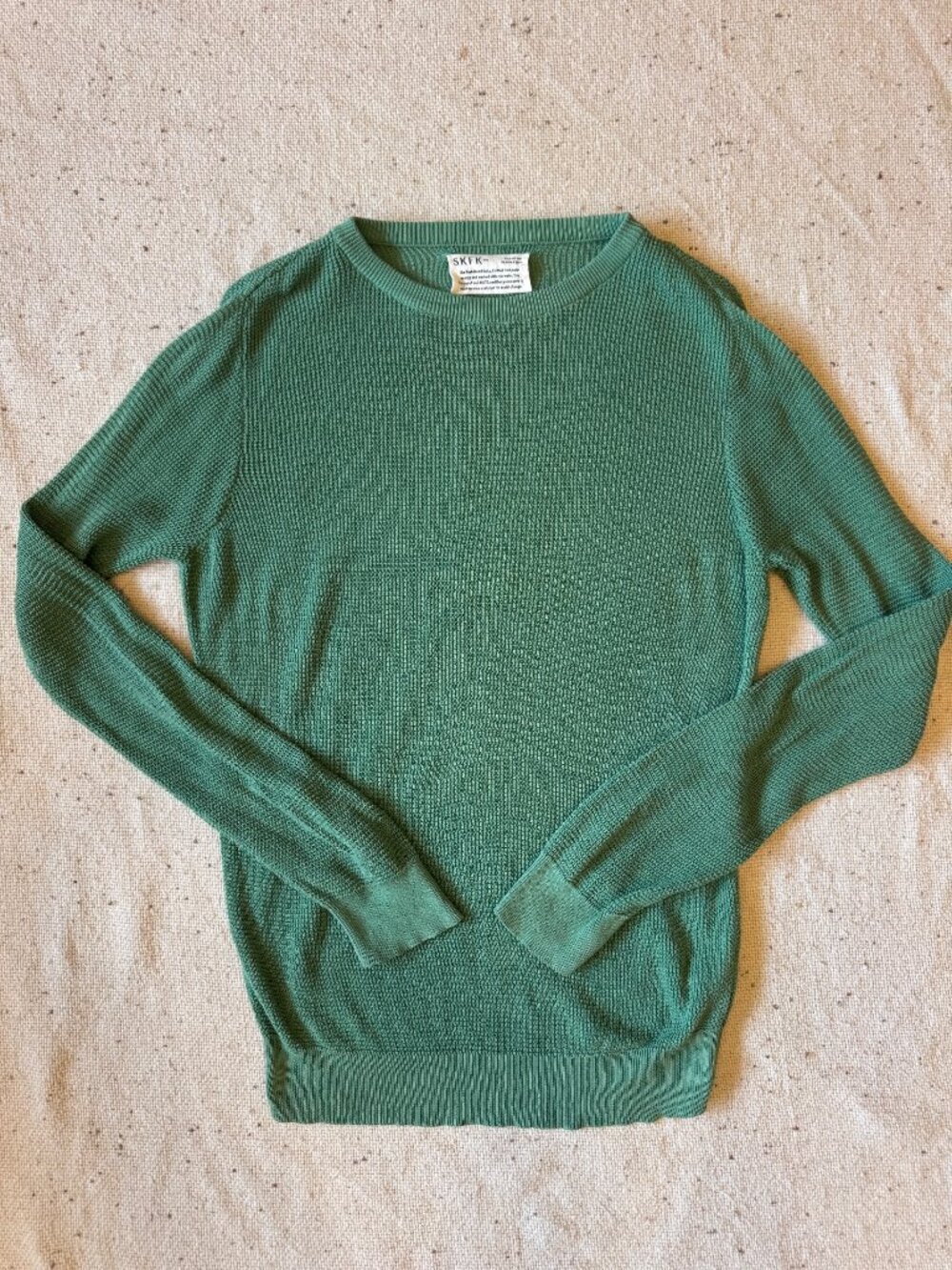 SKFK Green Organic Cotton Open-Knit Crewneck Sweater